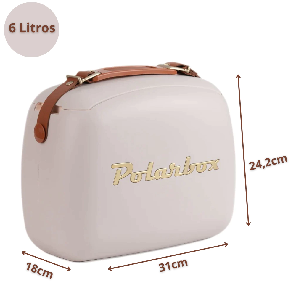 Lancheira 6l - Perla com Alça Marrom