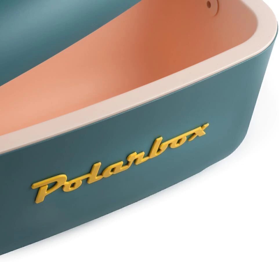 Cooler Retro 20l - Azul e Amarelo com Alça Marrom