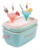 Nevera retro de 20 litros - Azul cielo con asa rosa