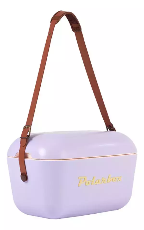 Cooler Retro 20l - Lilás com Alça Marrom