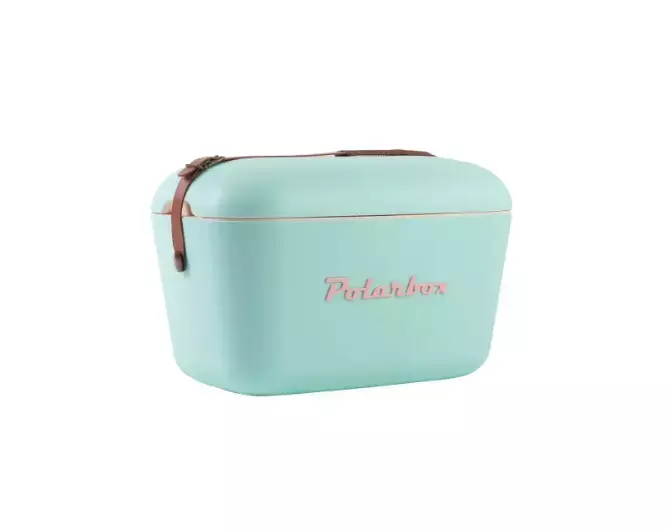 Cooler Retro 20l - Verde Água com Alça Rosa