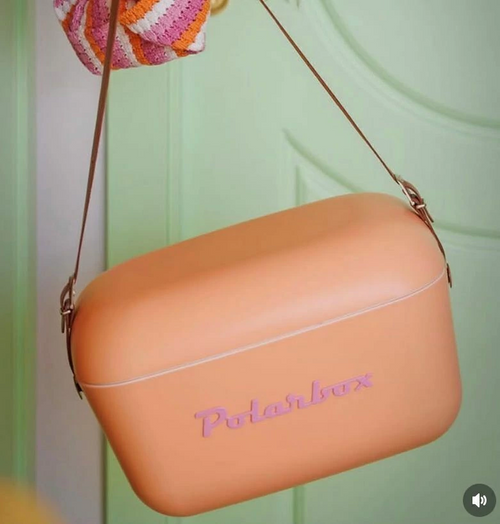 Cooler Retro 12l - Laranja Sorbet com Alça Marrom